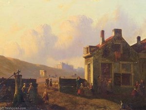 Fisherfolk In A Village In The Dunes — Joseph Bles