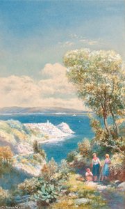 Figures Resting Beside A Track At Eze — Charles Rowbotham