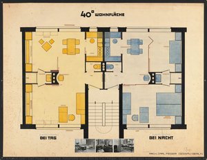 Untitled (adaptable Small Flat By Carl Fieger. Layout With Text Montages And Photos Of Furnishings. Exhibition Panel For The Deutsche Bauausstellung (german Building Exhibition) Berlin 1931) — Carl Fieger, Bauhaus Ideals