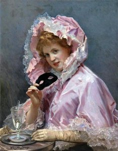 Young Lady With A Mask And Glass Of Absinthe — Raimundo De Madrazo Y Garreta