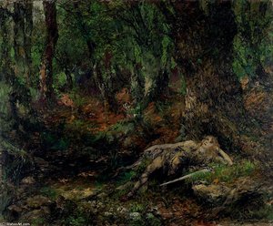 Der Junge Siegfried Im Wald An Einer Quelle