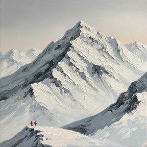 Monolithic Solitude: A Crimson Echo Amidst The Frozen Alpine Heights — David Moreau