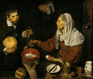 An Old Woman Cooking Eggs — Diego Velázquez, Baroque Painting