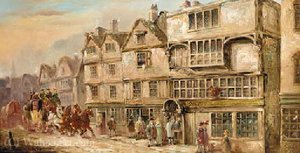 A coach and four outside the cock tavern, bishopsgate street
