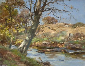 River Landscape On A Sunny Day — William Stewart Macgeorge