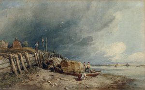 Fishermen And Their Boats At Millbank On The Thames — David Cox, Contemporary Realism