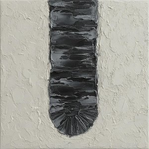 Charcoal Strata Within A Bone White Expanse — David Moreau, Plaster & Texture Art