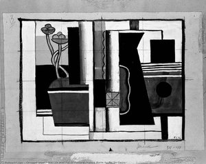 Still Life With Pot Of Flowers (nature Morte Au Pot De Fleurs) — Fernand Léger, Cubism