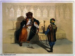 An Arab Sheikh Smoking, — Émile Prisse D'avennes