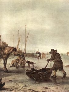 Winter Landscape (detail) — Isaac Van Ostade