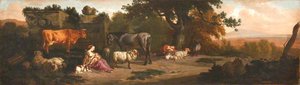Landscape with a Nursing Herdswoman, a Sleeping Herdsman and a Cow, a Horse and Sheep