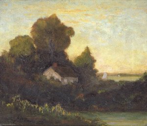 Untitled (house In Woods Near Lake) — Edward Mitchell Bannister