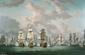 Lord Rodney Breaking The French Line Off Dominica — Robert Dodd