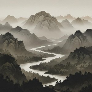 Ephemeral Vistas Across Sepia Haze: A Meditation on Distant Mountain Silence