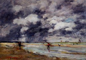 Shore At Low Tide, Rainy Weather, Near Trouville — Eugène Louis Boudin