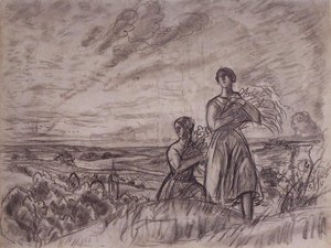 Summer Landscape With Women — Boris Mikhailovich Kustodiev