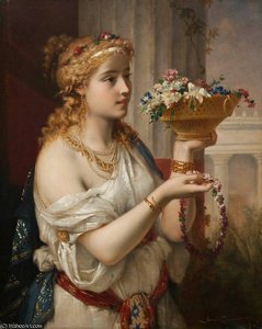Young Girl With Flowers — Pierre Olivier Joseph Coomans