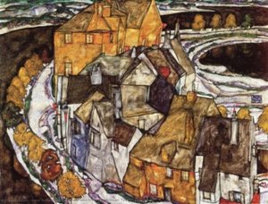 Kirchtown (auch Bekannt Als Krumau Town Crescent Ii) — Egon Schiele, Expressionist Painting
