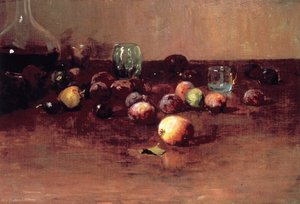 Plums, Waterglass And Peaches, (1889) — Guy Rose