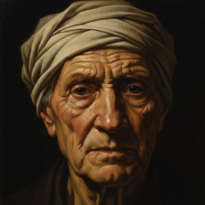 The Eternal Gaze: A Study in Tenebrist Wisdom