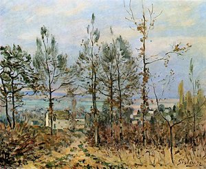 Houses In Louveciennes Sun — Alfred Sisley