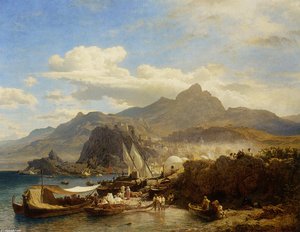 A Busy Town On The Levantine Coast — Andreas Achenbach