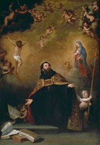 San Agustín Entre Cristo Y La Virgen — Bartolomé Esteban Murillo