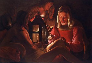 St Irene Removing Arrows From St Sebastians' Leg — Georges De La Tour, Baroque Dramatic Light