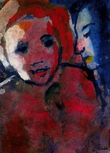 Couple (red And Blue) In Sidelight — Emile Nolde, Expressionism