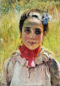 Girl In The Field — Konstantin Yegorovich Makovsky, Realism