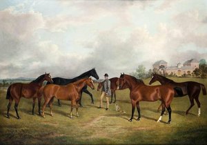 Hunters And Groom In A Paddock — George Henry Laporte