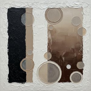 Monolithic Shadows And Ethereal Orbs In A Meditative Earth Toned Composition — David Moreau, Abstract Expressionism