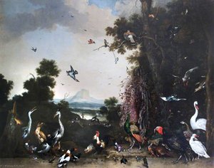 Open Landscape With Poultry And Waterfowl — Melchior De Hondecoetter