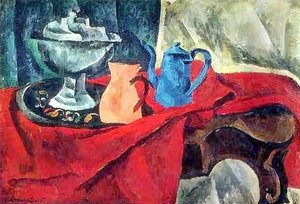 Vessels On The Red Tablecloth — Pyotr Konchalovsky