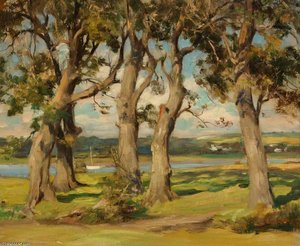 River Scene Through Trees — William Stewart Macgeorge