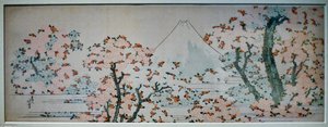 View On Mount Fuji Between Flowerin Trees — Katsushika Hokusai