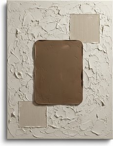 Monolithic Echoes In Taupe: A Sculptural Study Of Tactile Earth And Light — David Moreau, Plaster & Texture Art