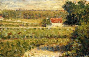 House With Red Roof — Georges Seurat, Post-impressionism