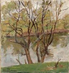 Willows On The River Protva — Pyotr Konchalovsky