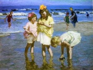 Three Girls At The Seashore — Edward Henry Potthast, Impressionism