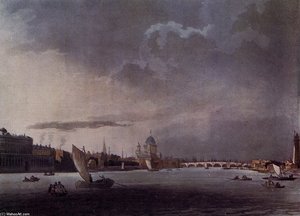 A View Of London From The Thames, Taken Opposite The Adelphi — William Henry Pyne