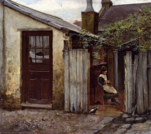 Girl With A Bird At The King Street Bakery — Фредерик Мекабин, Heidelberg School