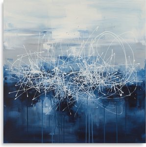 Indigo Stratification: Ephemeral Traces Against The Overcast Zenith's Deep Echoes — Christian Noiret, Contemporary Abstract Painting