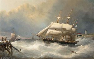 A Three-master On Choppy Seas — Nicolaas Riegen