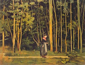 Walking at the forest edge