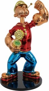 Vintage Popeye Sculpture – Hand-painted Resin Statue, Pop Art Resin With Painted/plated Finish. Handmad