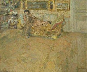 Interior With Madame Hessel And Her Dog — Jean-édouard Vuillard, Les Nabis