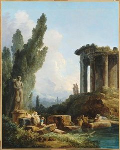Ruines Antiques.jeunes Filles Devant Une Statue De L'abondance — Hubert Robert, Neoclassicism