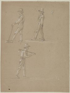 Three Drawings Of A Male Figure With An Axe
