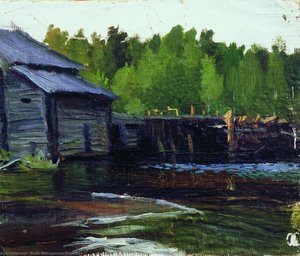 Pavlov's Mill On The River Yahrust — Boris Mikhailovich Kustodiev